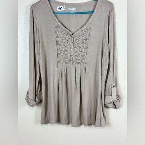 Kim Rogers medium brown 19-1/2 p2p 24-1/2length sans trim pleated top nwt